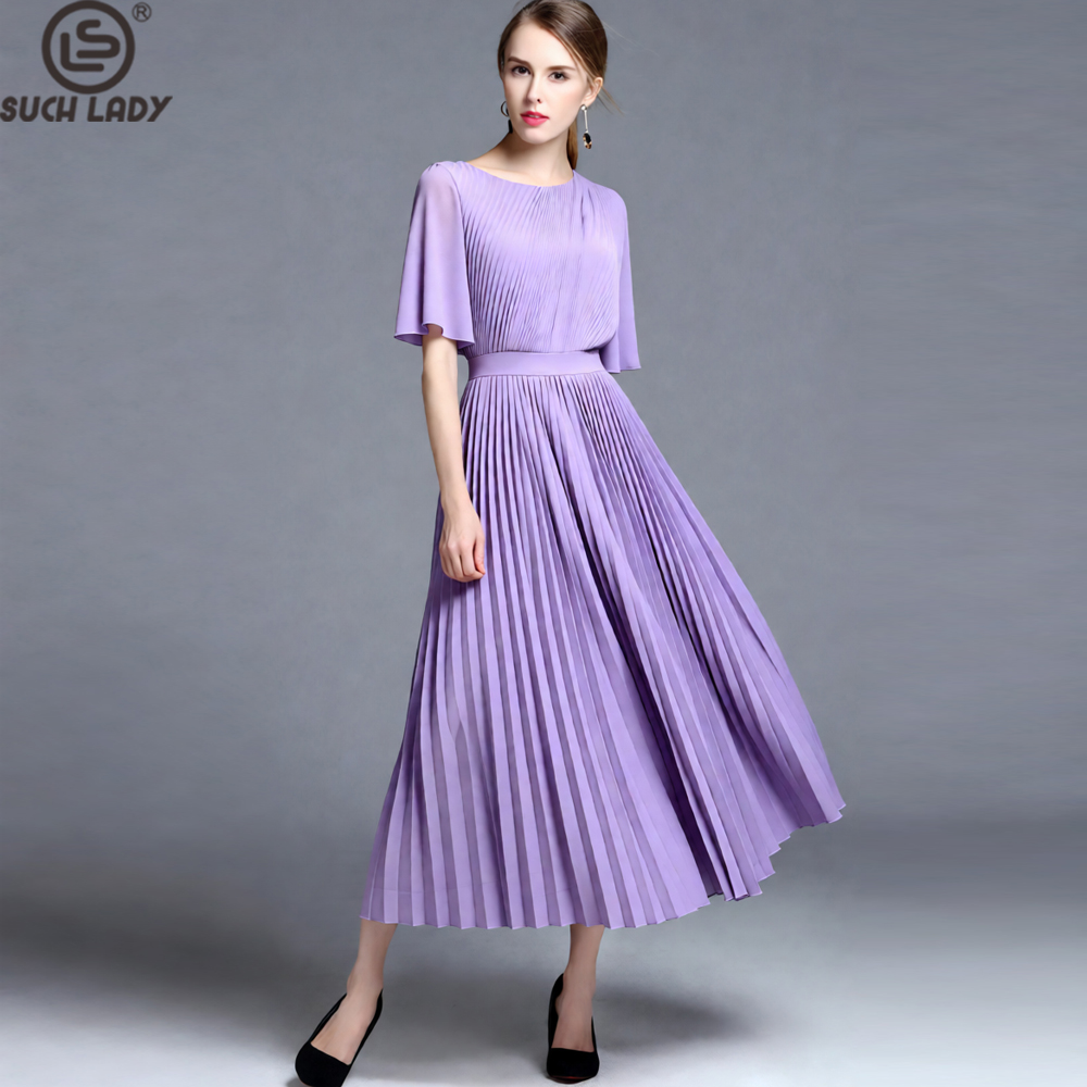 Women'S Formal Wear Wedding Guest - Kadın Lila Pelerin Kollu Pileli Midi