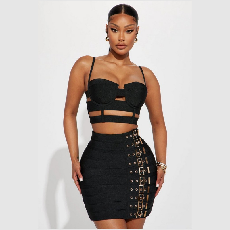 Women'S Formal Evening Wear Tops - Siyah Beyaz Bandaj Kadın Abiye Elbisesi