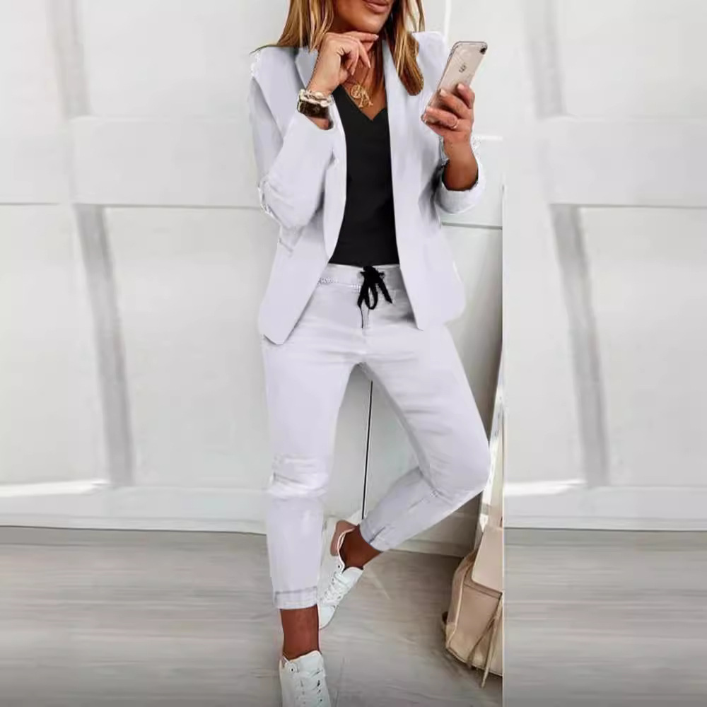 Monochrome Suit Set - Kadın Tek Renkli Rahat takım elbise