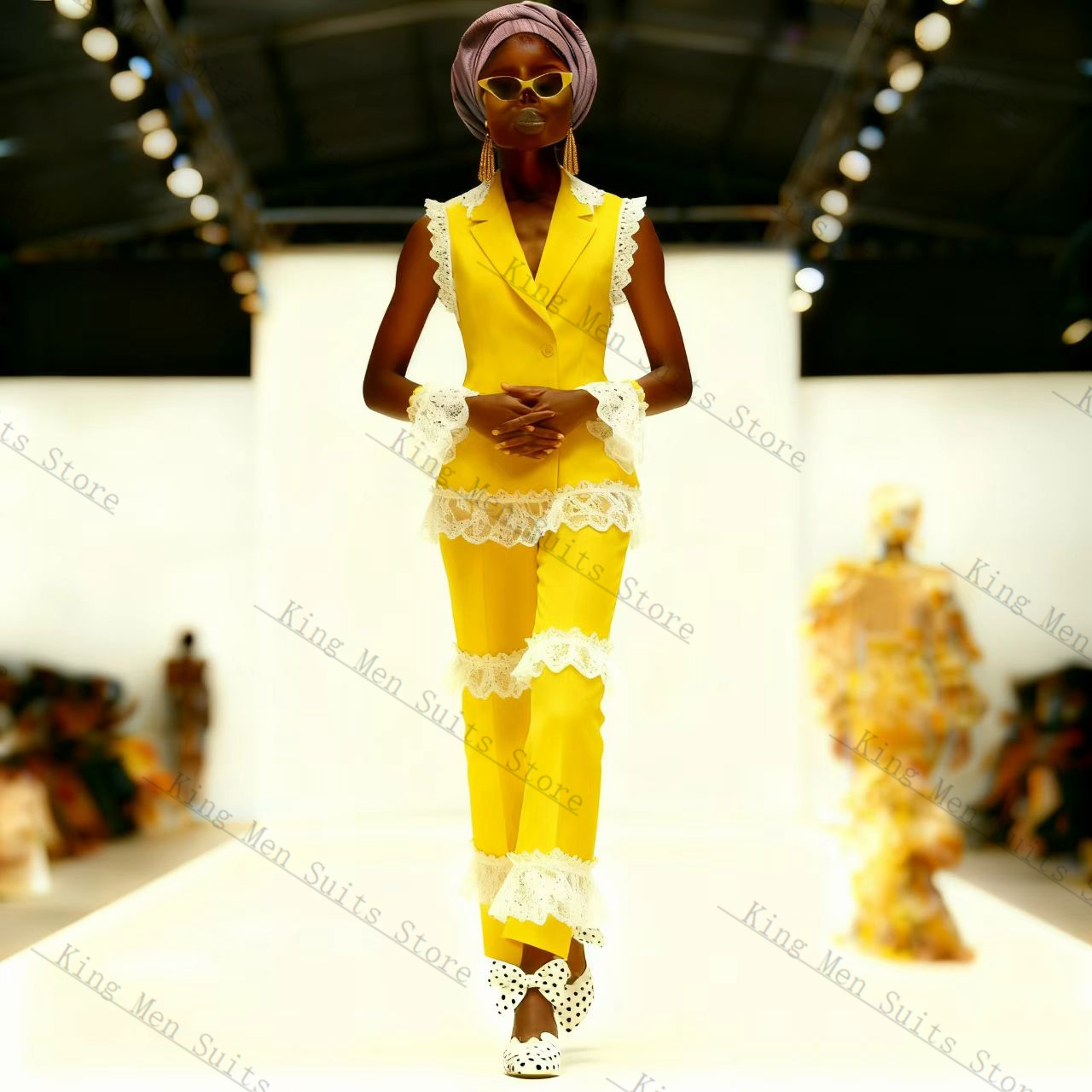Sarı Beyaz Dantel Kadın Takım  - Yellow Formal Wear Women incelemesi ve fiyatı