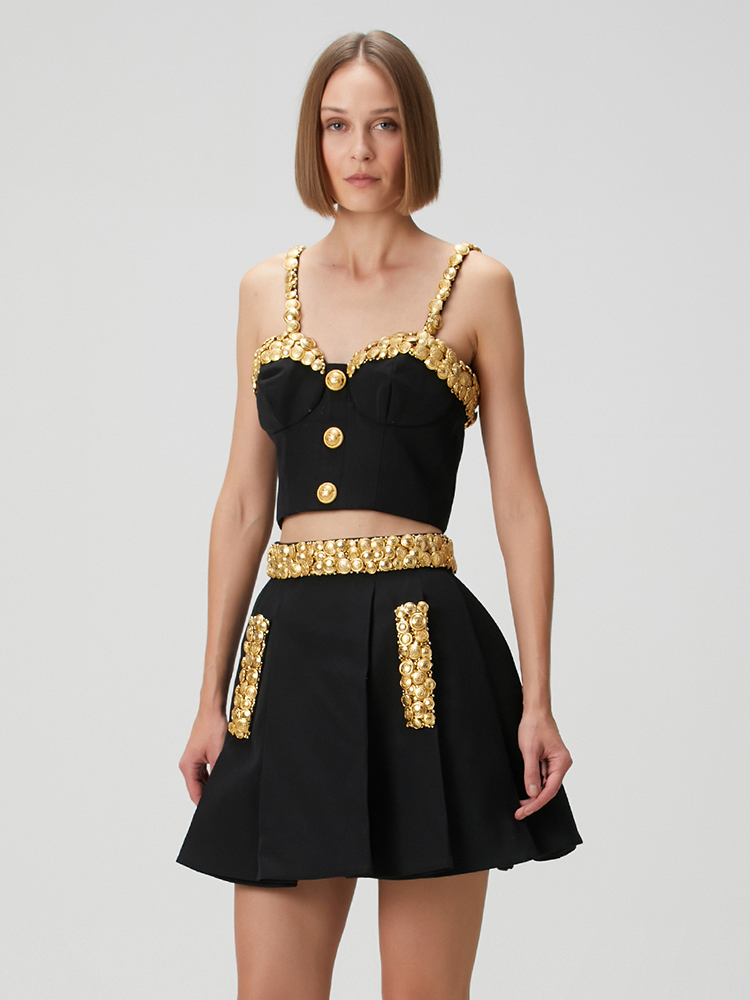 Altın Düğmeli VC Siyah İki Par - Women'S Formal Evening Wear Tops incelemesi ve fiyatı