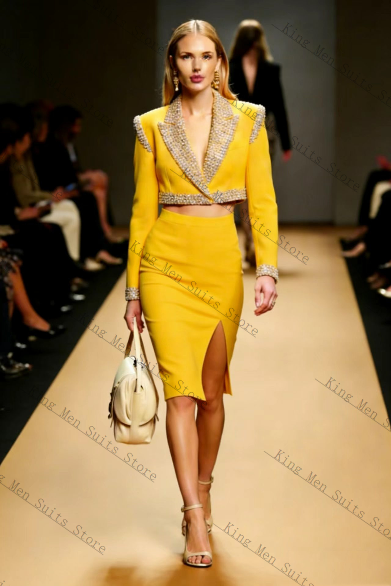 Sarı Kristaller Kadın Takım El - Yellow Formal Wear Women incelemesi ve fiyatı