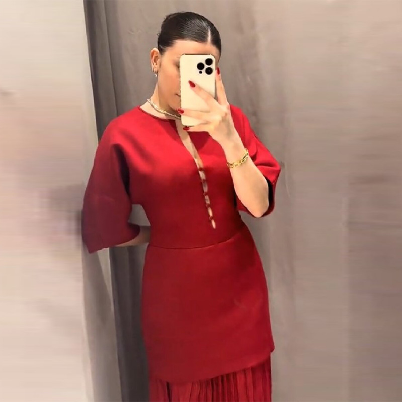 Kadın Zarif Bordo Pileli Maxi  - Women'S Formal Evening Wear Tops incelemesi ve fiyatı